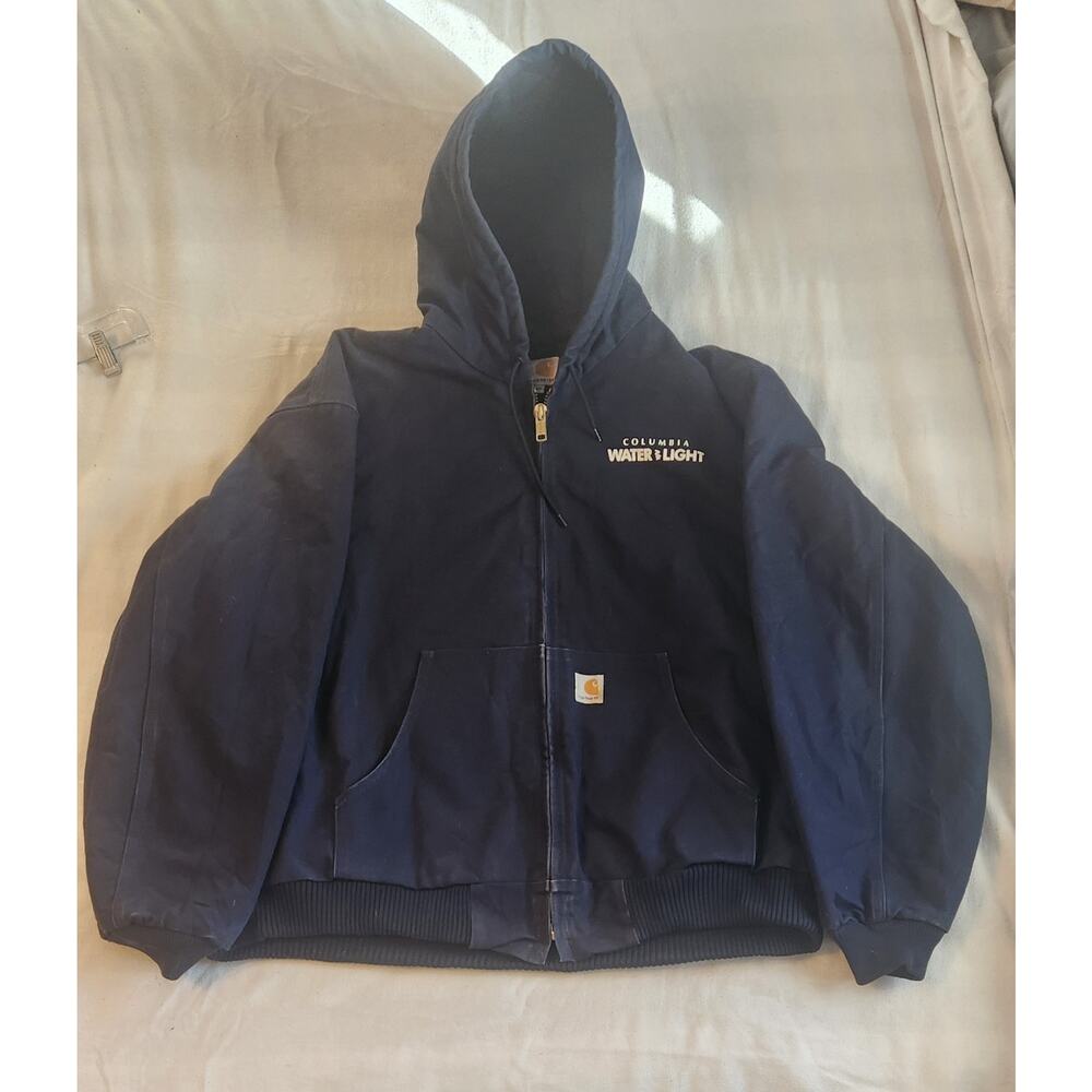 Carhartt Hooded Quilt Lined Jacket j140 DNY 2XL Union Made In The USA.